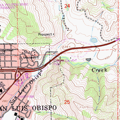 Topographic Map of Cuesta County Park, CA