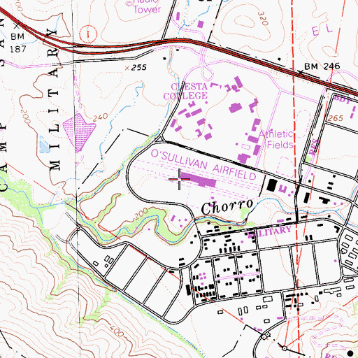 Topographic Map of Camp San Luis Obispo Airfield (historical), CA