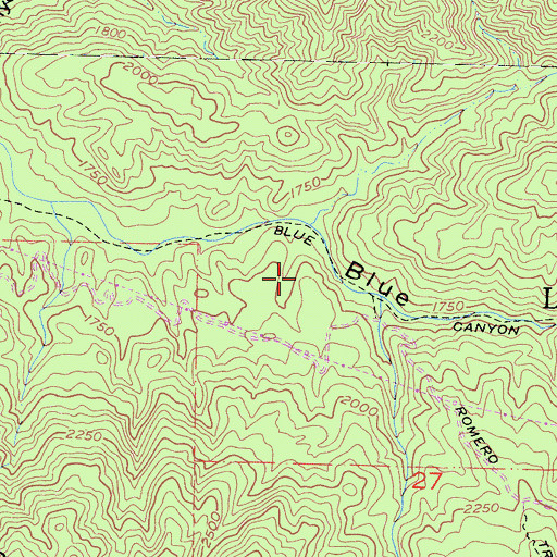 Topographic Map of Blue Canyon Campground, CA