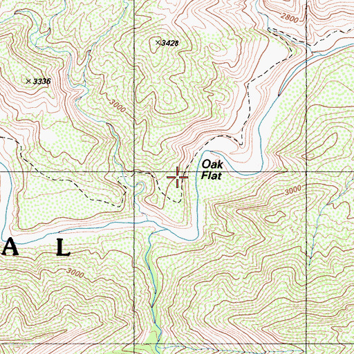 Topographic Map of Oak Flat Campground, CA