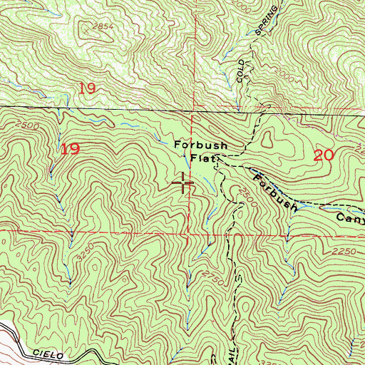 Topographic Map of Forbush Campground, CA