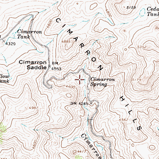 Topographic Map of Cimarron Spring, AZ