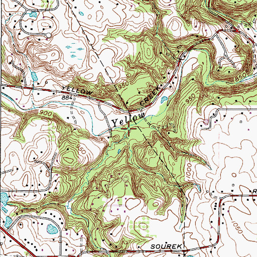 Topographic Map of Sourek Run, OH