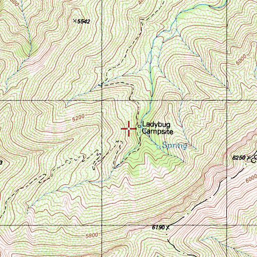 Topographic Map of Ladybug Campsite, CA