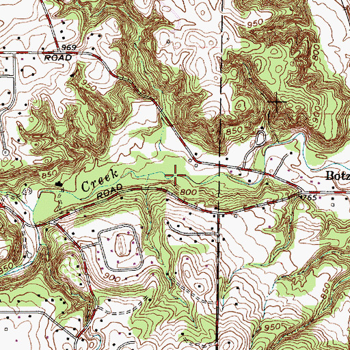 Topographic Map of Waupaca Run, OH