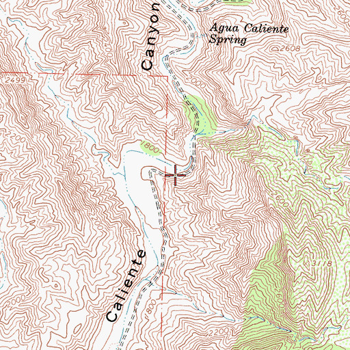 Topographic Map of Lower Caliente Recreation Site, CA