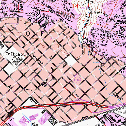 Topographic Map of Franklin School, CA