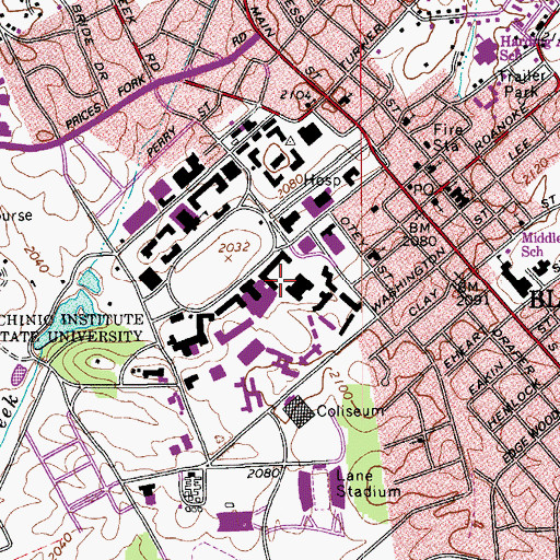 Topographic Map of Eggleston Hall - West Wing, VA