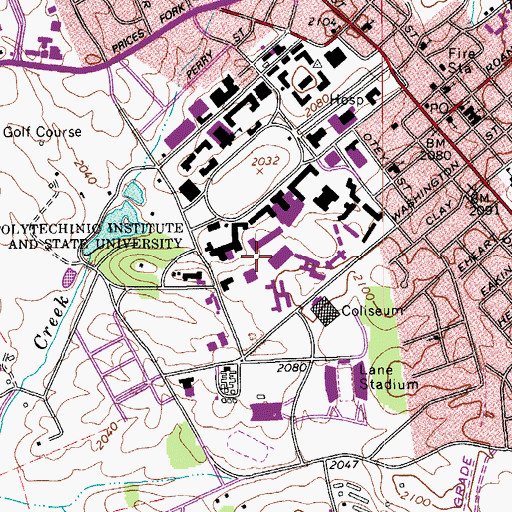 Topographic Map of Latham Hall, VA