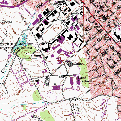 Topographic Map of Ambler Johnston Hall - West Wing, VA