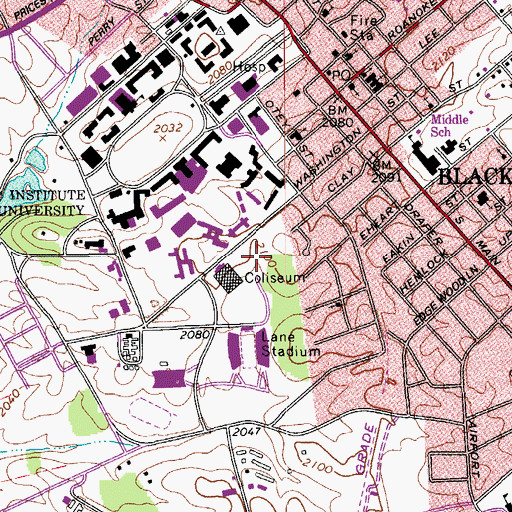 Topographic Map of Hahn-Hurst Basketball Practice Facility, VA