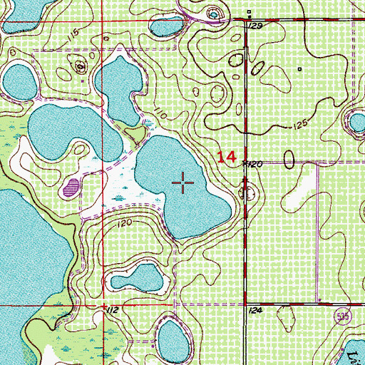 Topographic Map of Lake Cawood, FL