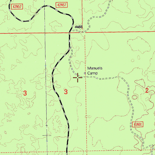 Topographic Map of Manuels Camp, CA