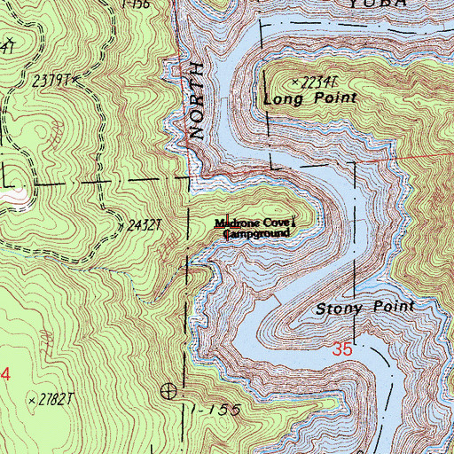Topographic Map of Madrone Cove Campground, CA