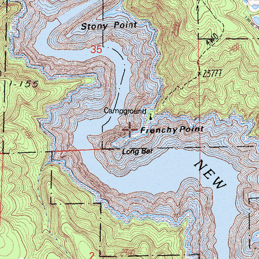 Topographic Map of Frenchy Point Campground, CA