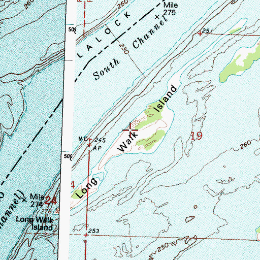 Topographic Map of Long Walk Island, WA