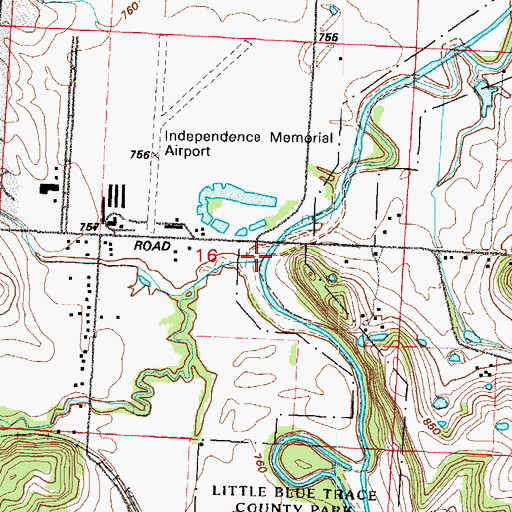Topographic Map of Crackerneck Creek, MO