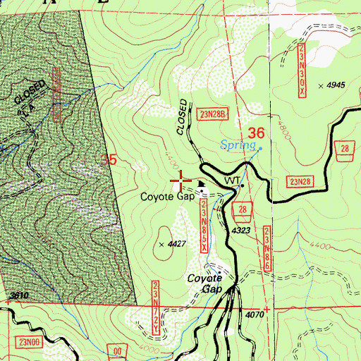 Topographic Map of Coyote Gap Forest Service Station, CA