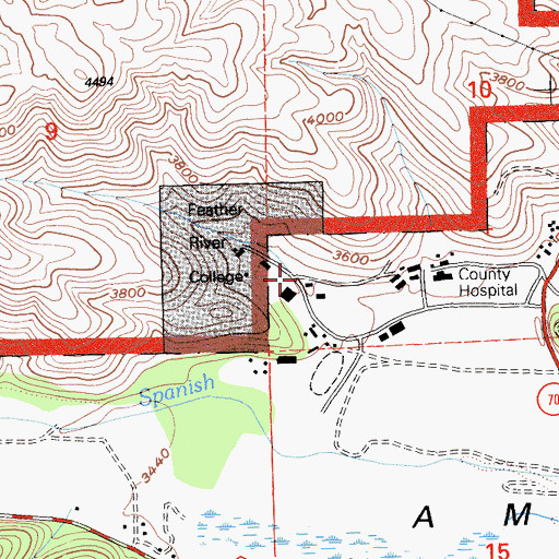 Topographic Map of Feather River Community College District, CA