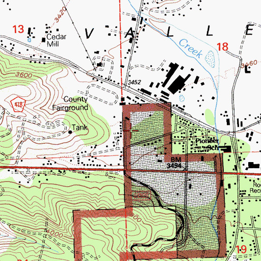 Topographic Map of Rockwell Park Recreational Site, CA