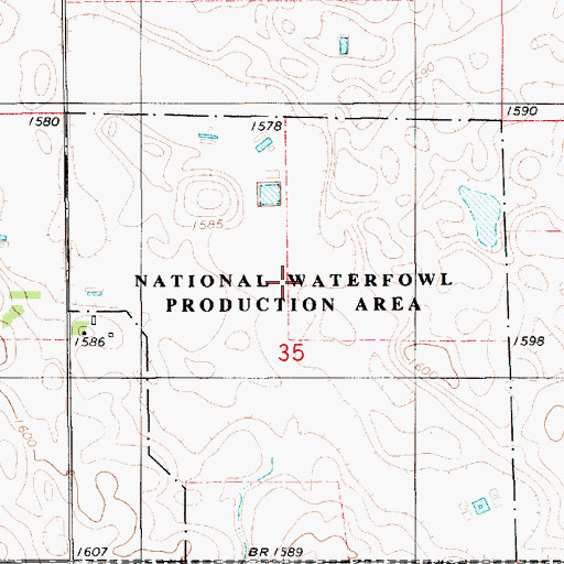 Topographic Map of Aurora County Waterfowl Production Area, SD