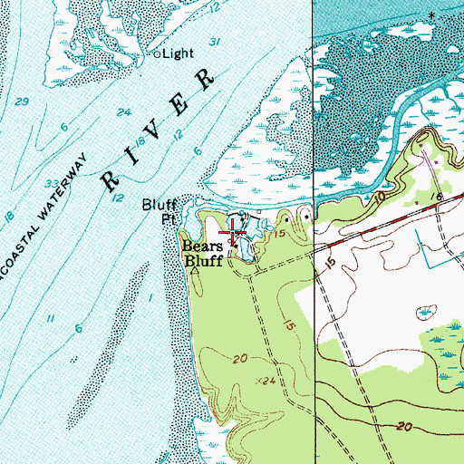 Topographic Map of Bears Bluff National Fish Hatchery, SC