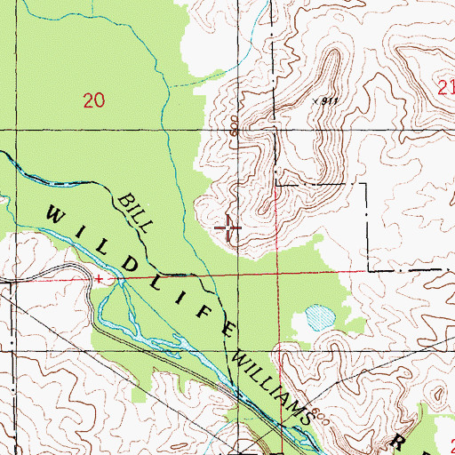Topographic Map of Bill Williams River National Wildlife Refuge, AZ