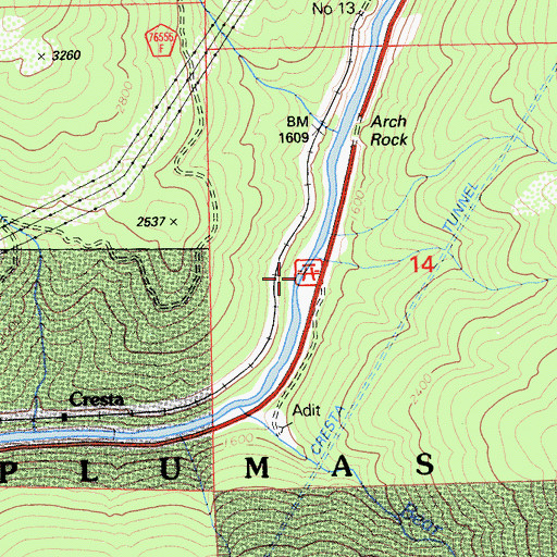 Topographic Map of Shady Rest Area, CA