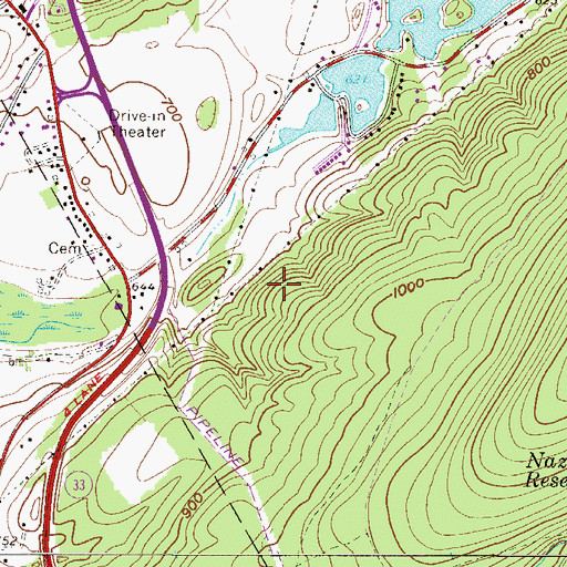 Topographic Map of Cherry Valley National Wildlife Refuge, PA