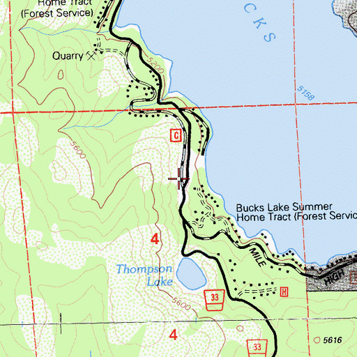 Topographic Map of Bucks Lake Summer Home Tract, CA