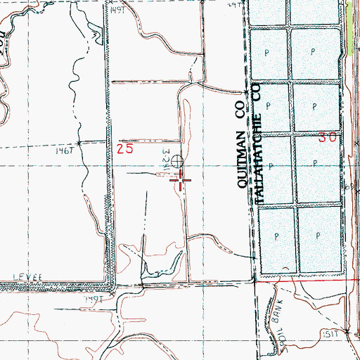 Topographic Map of Coldwater River National Wildlife Refuge, MS