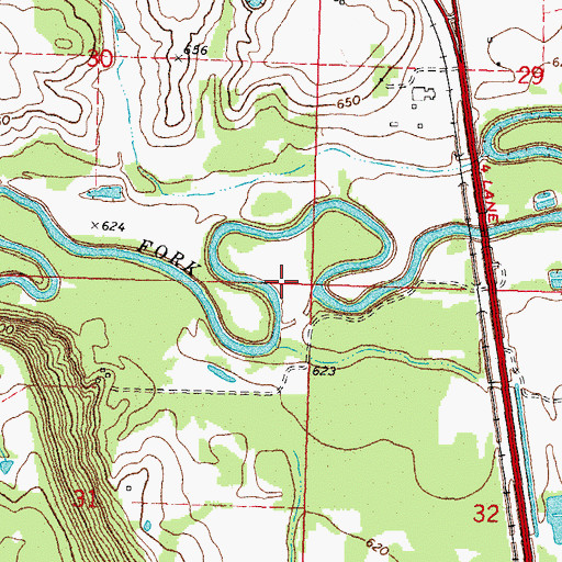 Topographic Map of Deep Fork National Wildlife Refuge, OK