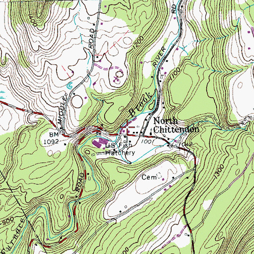 Topographic Map of Dwight D Eisenhower National Fish Hatchery, VT