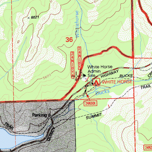 Topographic Map of White Horse Administration Site, CA