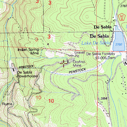 Topographic Map of Orofino Mine, CA