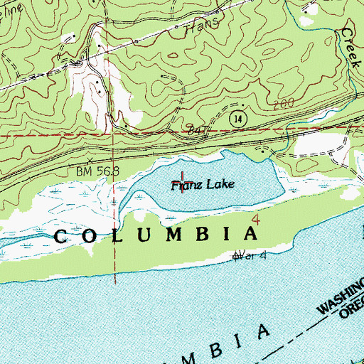 Topographic Map of Franz Lake National Wildlife Refuge, WA