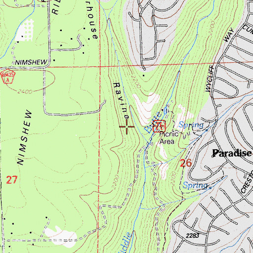 Topographic Map of Slaughterhouse Ravine, CA