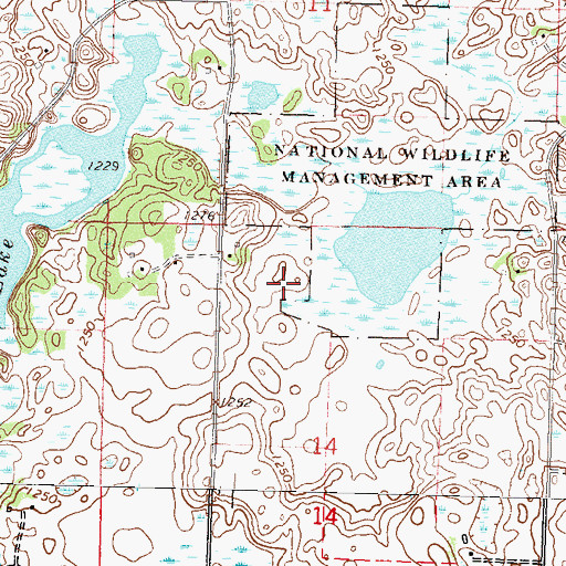 Topographic Map of Kandiyohi County Waterfowl Production Area, MN