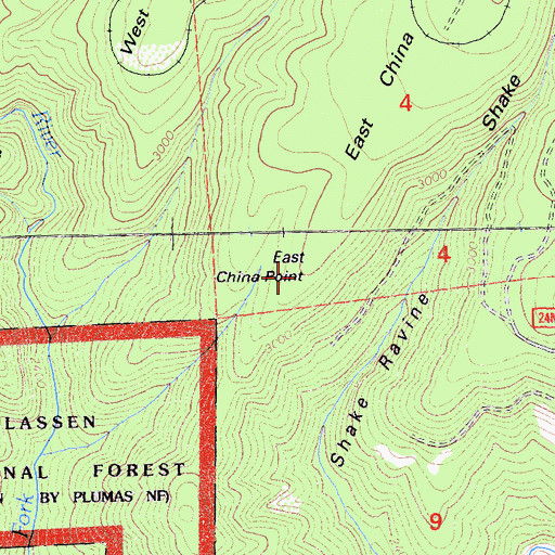 Topographic Map of East China Point, CA