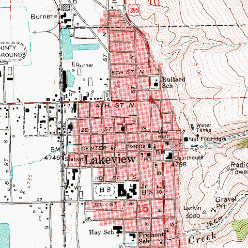 Topographic Map of Lakeview Wildlife Administrative Site, OR