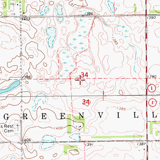 Topographic Map of Lamoure County Waterfowl Production Area, ND