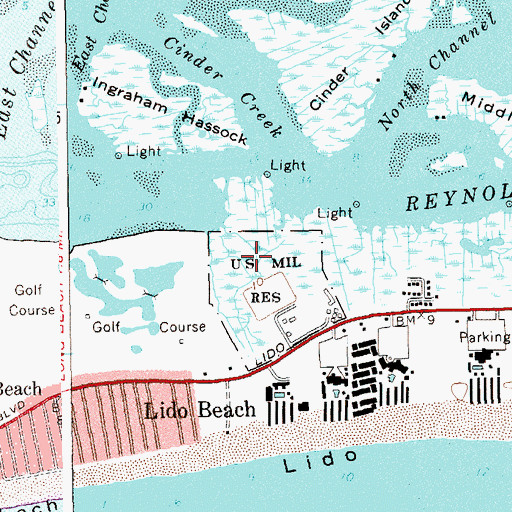 Topographic Map of Lido Beach Wildlife Management Area, NY