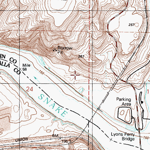 Topographic Map of Lyons Ferry Fish Hatchery, WA