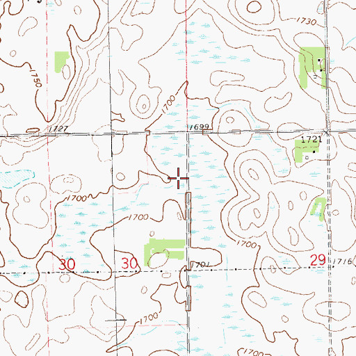 Topographic Map of Moody County Waterfowl Production Area, SD
