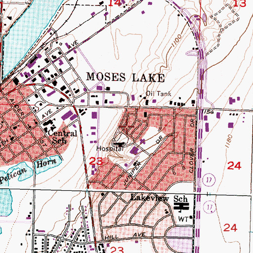 Topographic Map of Moses Lake Wildlife Administrative Site, WA