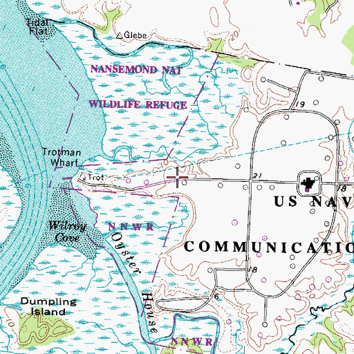 Topographic Map of Nansemond National Wildlife Refuge, VA