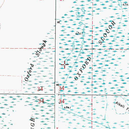 Topographic Map of Oxford Slough Waterfowl Production Area, ID