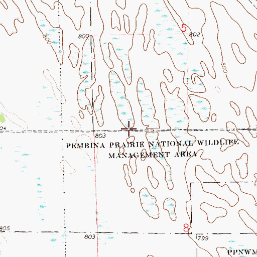 Topographic Map of Pembina County Waterfowl Production Area, ND