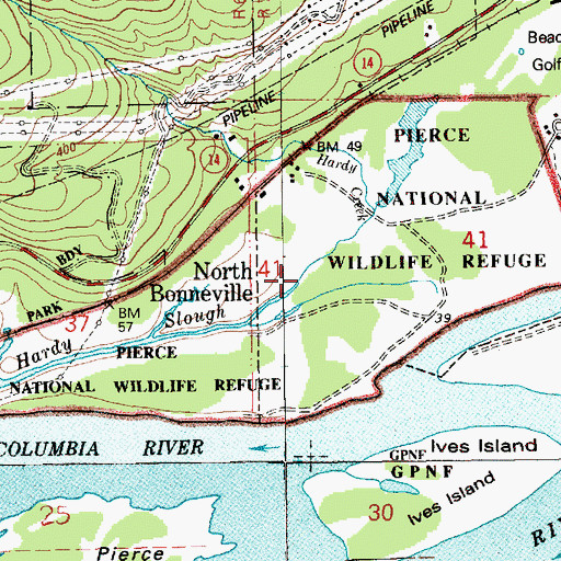 Topographic Map of Pierce National Wildlife Refuge, WA