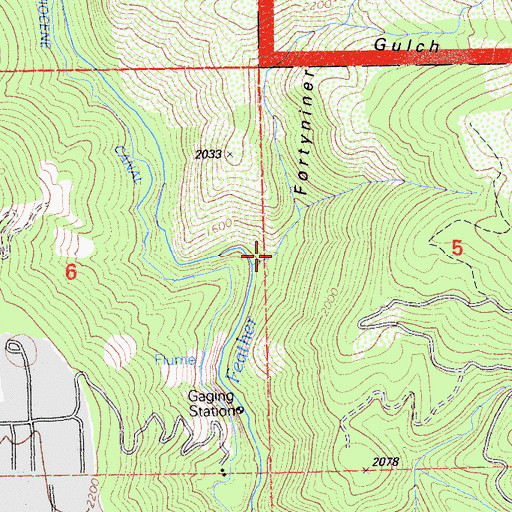 Topographic Map of Fortyniner Gulch, CA